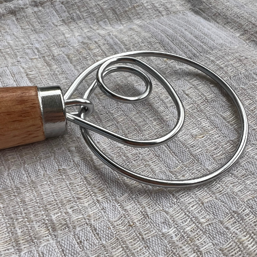 Danish Dough Whisk | Stainless Steel Mixing Whisk 25cm with Wooden Handle